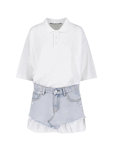 Alexander Wang Layered Effect Denim Polo Dress
