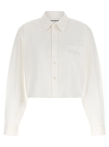Alexander Wang Logo Embroidered Button-Up Cropped Shirt