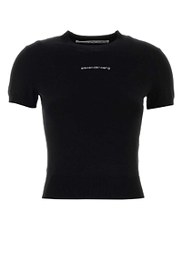 Alexander Wang Logo Short-Sleeve Knitted Top