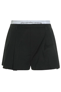 Alexander Wang Logo Waistband Pleated Shorts