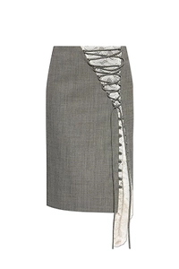 Alexander Mcqueen Corset Lacing Panel Pencil Skirt