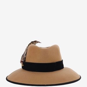 Alexia Alvarez De Toledo Feather-Trim Wide-Brim Hat