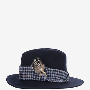 Alexia Alvarez De Toledo Checked Band Fedora Hat