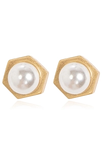 Allsaints Hexagonal Glass Pearl Earrings