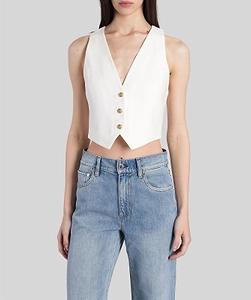 Alice + Olivia Donna Buttoned Cropped Waistcoat