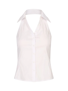 Alice + Olivia Freya Button Down Halter Top