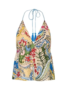Alice + Olivia Karolina Floral-Printed Halter Top