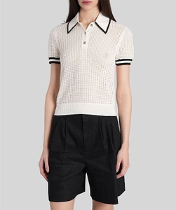 Alice + Olivia Martha Pointelle Polo Shirt