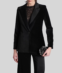 Alice + Olivia Silas Single Breasted Velvet Blazer