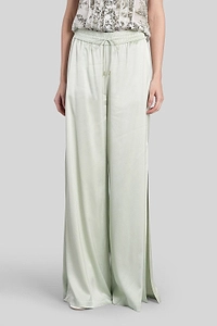 Alice + Olivia Wide-Leg Side Slit Drawstring Satin Trousers