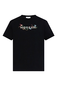 Alexander Mcqueen Floral Logo Printed T-Shirt