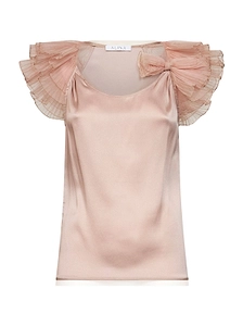 Alina Bow Detail Ruffled Sleeved Top