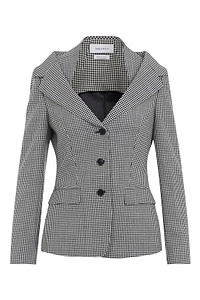 Alexander Mcqueen Gingham Check Off-The-Shoulder Harness Jacket