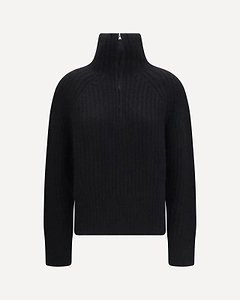 Allude Ribbed Zip Troyer Sweater
