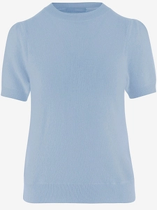 Allude Short-Sleeve Cashmere Knitted Top