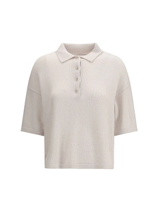 Allude Short Sleeve Polo Knitted Sweater