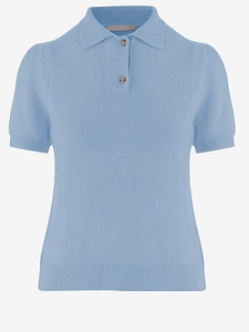 Allude Short Sleeve Polo Knitted Top