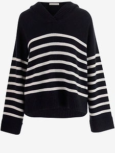 Allude Striped Hooded Sweater
