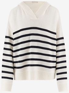 Allude Striped Hooded Sweater
