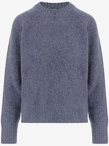 Allude Textured Crew Neck Knitted Sweater