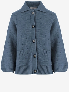 Allude Textured Button-Up Cardigan