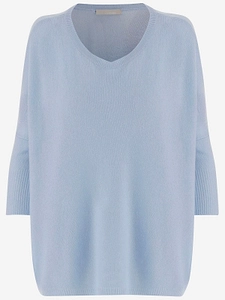 Allude V-Neck Half-Sleeve Sweater