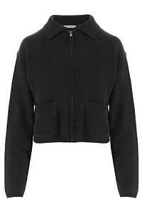 Allude Cropped Zip-Up Cardigan