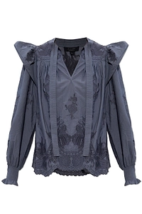 Allsaints Nisa Embroidered Ruffle Top