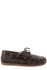 Alohas Ruched Lace-Up Flat Shoes