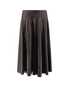 Alysi High-Waist Flared Leather Skirt