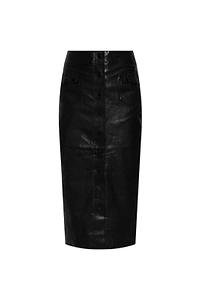 Allsaints Rock Button-Front Leather Skirt