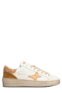 Ama Brand Glitter-Embellished Lace-Up Sneakers