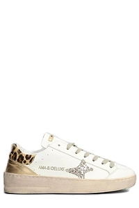 Ama Brand Leopard Printed Lace-Up Sneakers