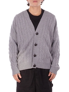 Amaranto Cable-Knit V-Neck Buttoned Cardigan