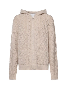 Amaranto Cable Knit Zip Hooded Sweater