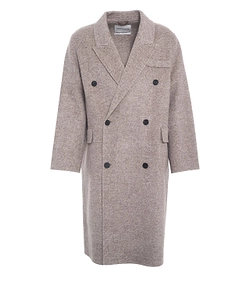 Amaranto Herringbone Pattern Double-Breasted Coat