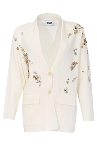 Alpha Studio Embellished Single-Breasted Blazer