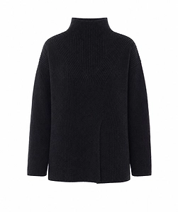 Alpha Studio High Neck Asymmetric Knitted Sweater