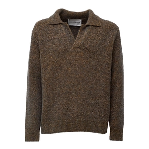 Amaranto Open-Collar Long-Sleeve Knitted Top