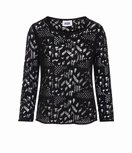 Alpha Studio Lace Stitch Crew Neck Jumper