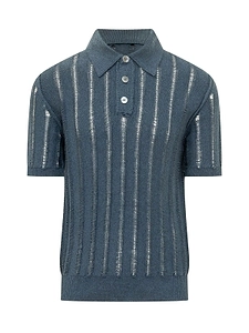 Amaranto Openwork Polo Knitted Top