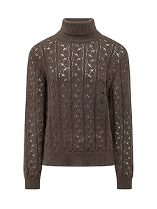Amaranto Openwork Turtleneck Knitted Sweater