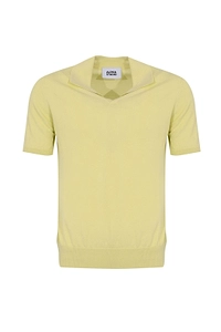 Alpha Studio Open Collar Knit Polo Shirt