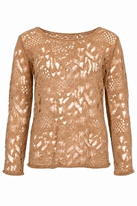 Alpha Studio Open-Knit Long-Sleeve Knitted Top