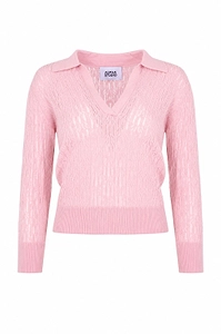 Alpha Studio Openwork Collar Knitted Sweater