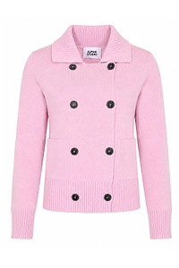 Alpha Studio Ribbed Collar Knitted Jacket