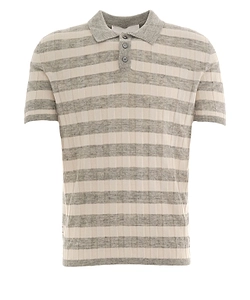 Amaranto Striped Ribbed Knit Polo Shirt
