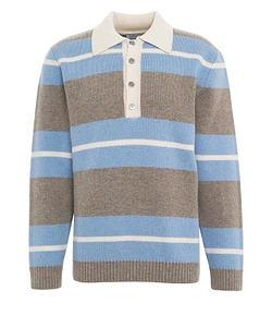 Amaranto Striped Knitted Polo Shirt