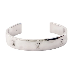 Ami Logo-Engraved Hammered Bracelet