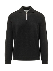 Amaranto Zip Neck Long Sleeve Polo Shirt